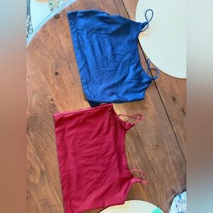 Red and Blue Crop Tops